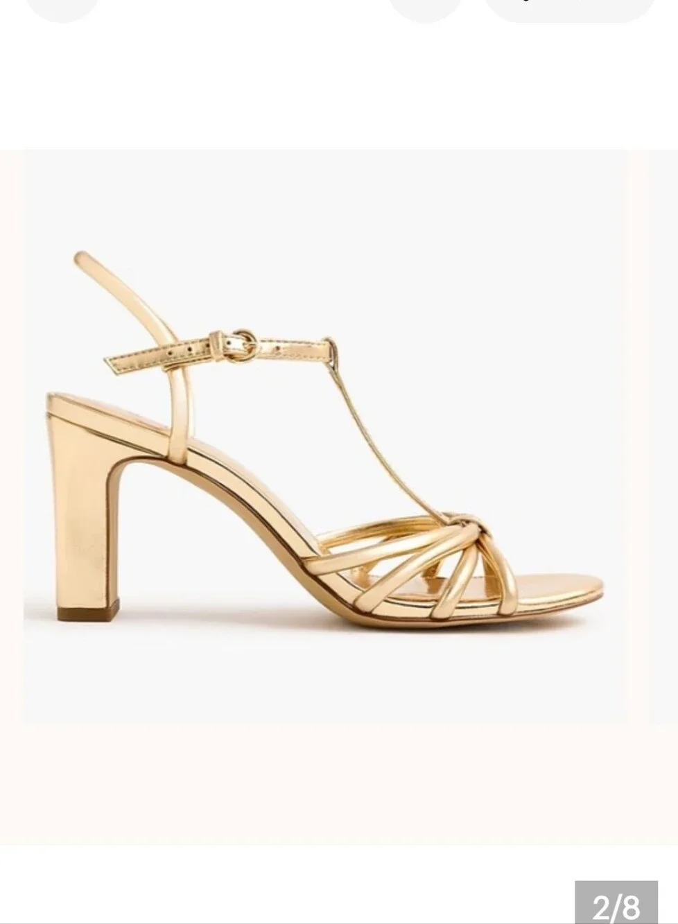 J. Crew Metallic Gold T-Strap Block Heel Sandals In Sunkissed Gold